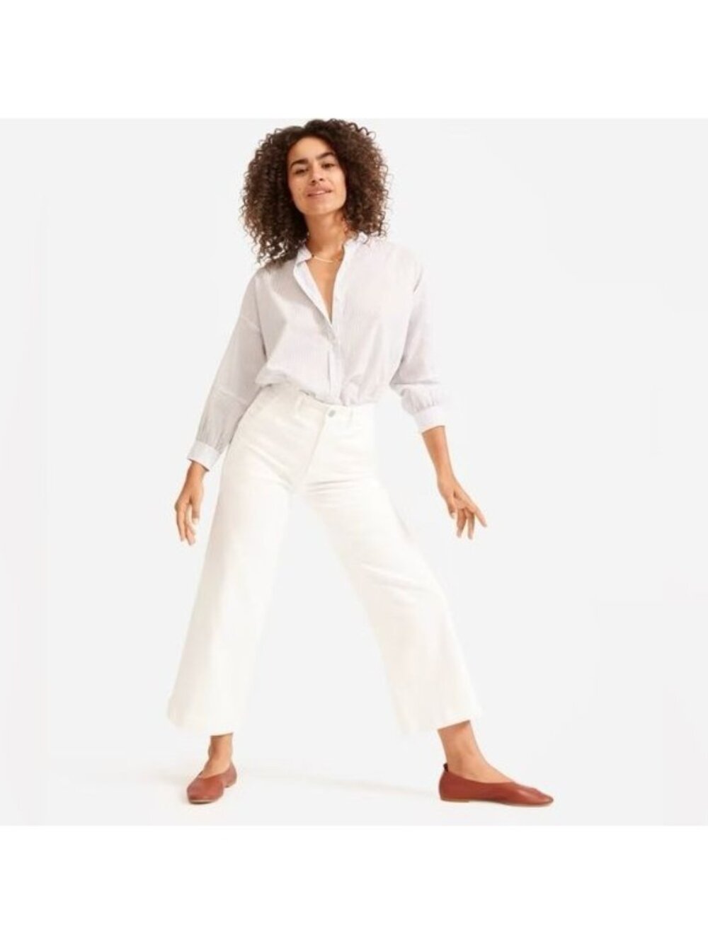 EVERLANE The wide-Leg Crop pants high waisted in bone color size 16 NEW